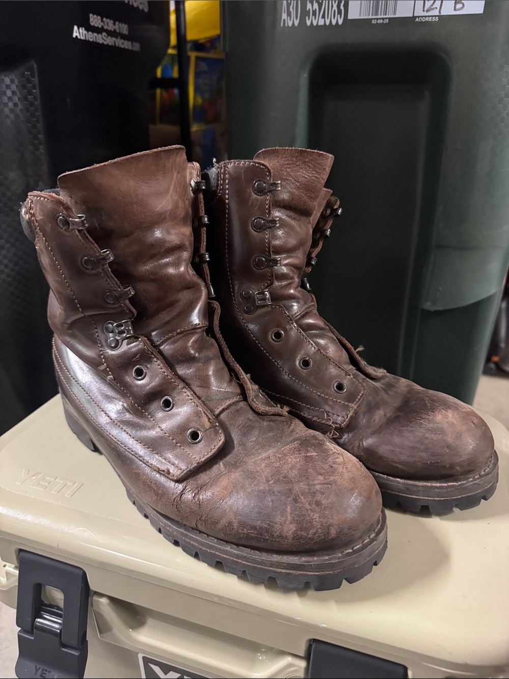 Vibram Brown Leather Lace-Up Work Boots